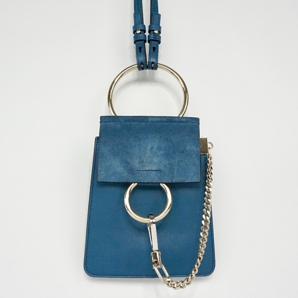 faye small suede & leather bracelet bag